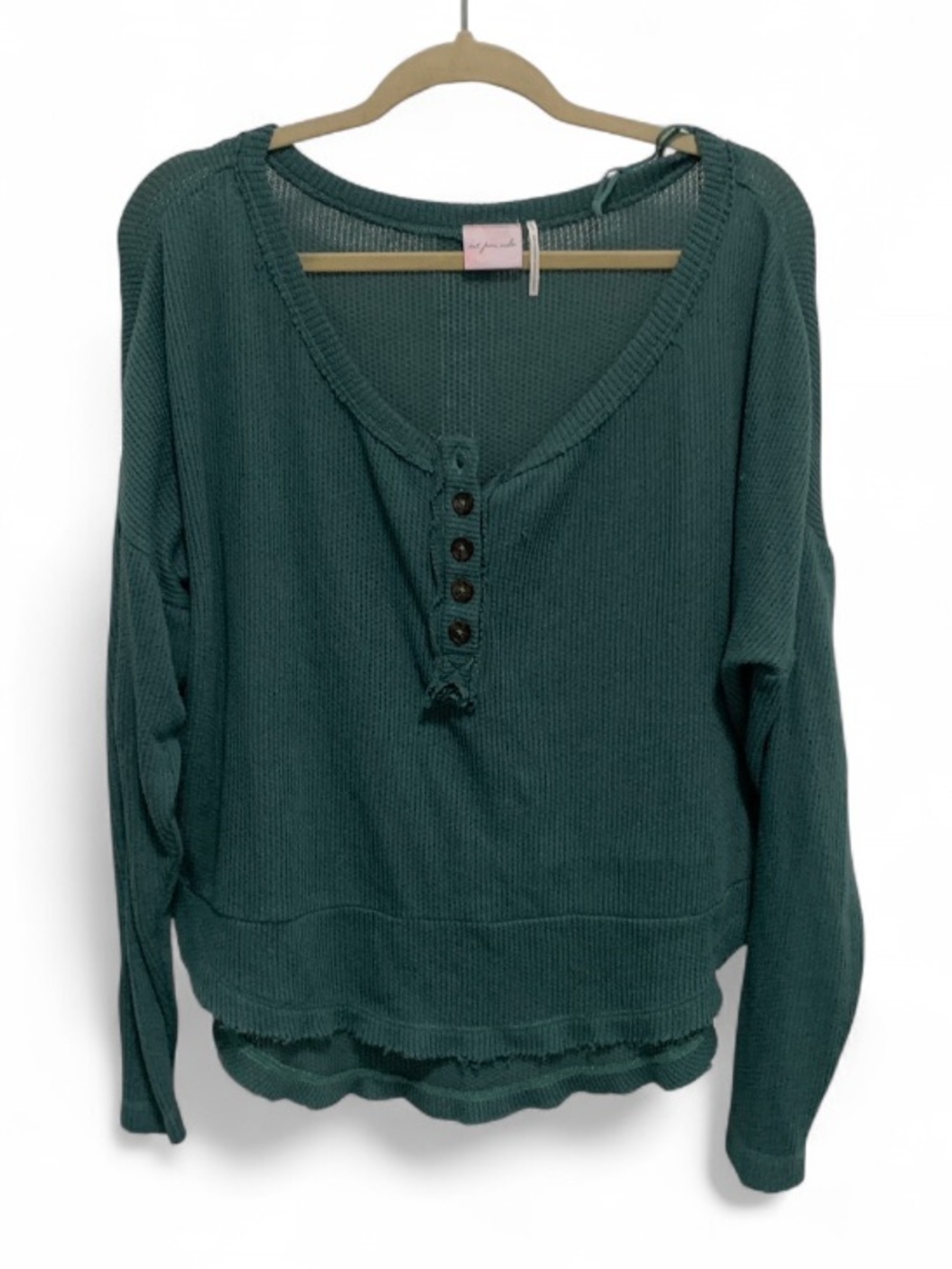 Urban Outfitters Out from Under Turquoise Long-Sleeve Henley Oversized Shirt